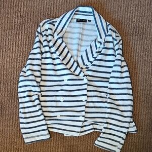 DG2 by Diane Gilman Navy and White Striped Blazer